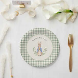 Assiettes En Carton Lapin de conte de fées classique Baby Shower Gingh