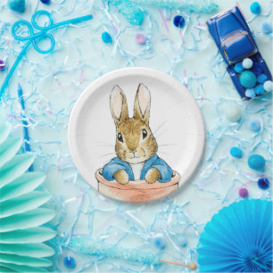 Assiettes En Carton Lapin de garenne assis dans un pot de plante