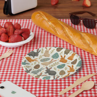 Assiettes En Carton Lapin de Pâques