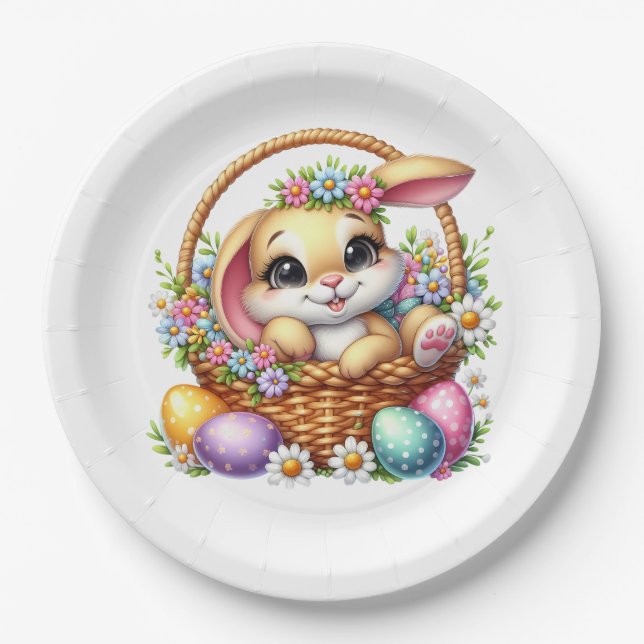 Assiettes En Carton Lapin de Pâques  (Devant)
