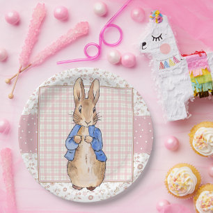 Assiettes En Carton Lapin de Pâques classique veste bleue