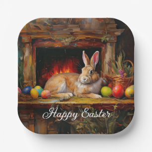 Assiettes En Carton Lapin de Pâques Coloré oeufs de Pâques Joyeux Pâqu