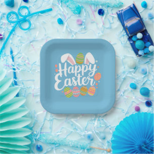 Assiettes En Carton Lapin de Pâques Joyeuses Vacances de Pâques Œuf 