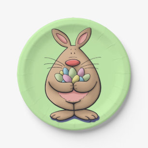 Assiettes En Carton lapin de Pâques mignon et drôle tenant la bande