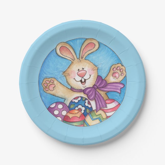 Assiettes En Carton Lapin de Pâques - Plaques de papier (Devant)