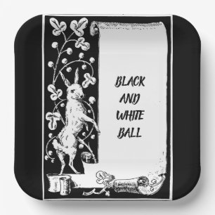 Assiettes En Carton Lapin d'événement noir et blanc avec défilement
