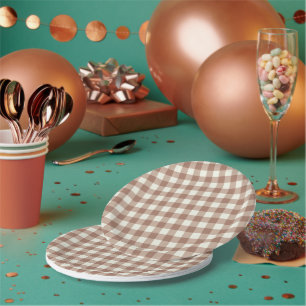Assiettes En Carton Lapin En vichy - Mocha Mousse.