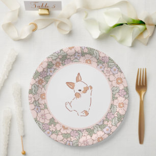 Assiettes En Carton Lapin Floral De Printemps À Thème Pâques