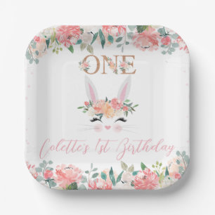 Assiettes En Carton Lapin Floral Face Un Lapin 1er Anniversaire
