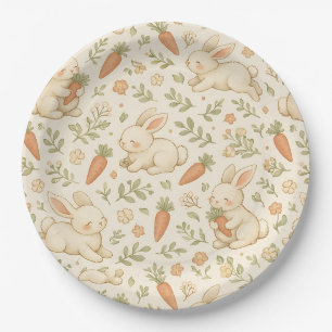 Assiettes En Carton Lapin Mignon & Carotte Modèle de Cottage (3)