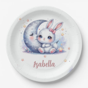 Assiettes En Carton lapin mignon et anniversaire de la lune 