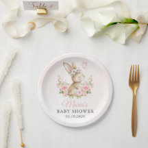 Lapin Mignon, Papillon, Fleurs Roses, Baby Shower