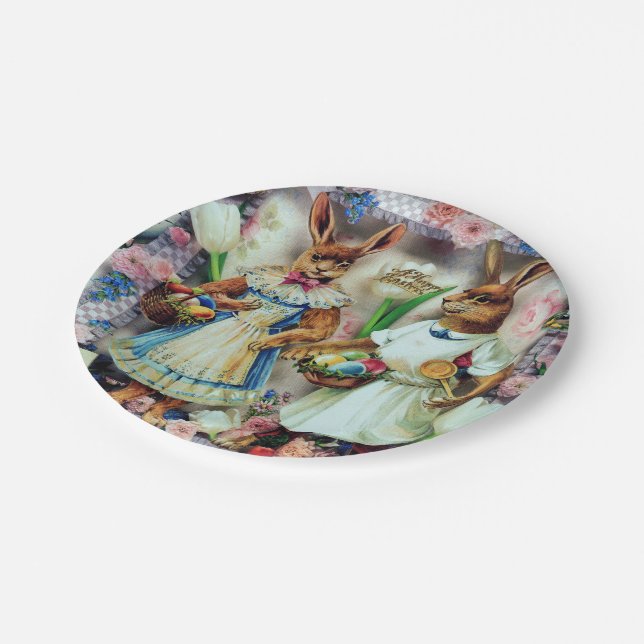 Assiettes En Carton Lapins de lapins de Pâques (Angle)