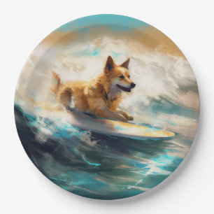 Assiettes En Carton Lapphund Plage Finlandaise Plage Surf Peinture