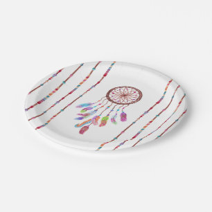 Assiettes En Carton L'aquarelle peinte à la main Dreamcatcher perle l