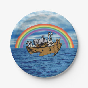 Assiettes En Carton L'arche et l'arc-en-ciel de Noé