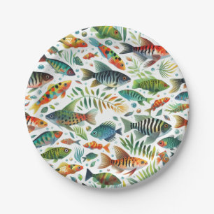 Assiettes En Carton L'art coloré du poisson sous-marin