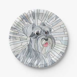 Assiettes En Carton L'art mosaïque de Schnauzer miniature