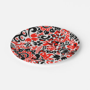 Assiettes En Carton L'art populaire ukrainien motif floral abstact 