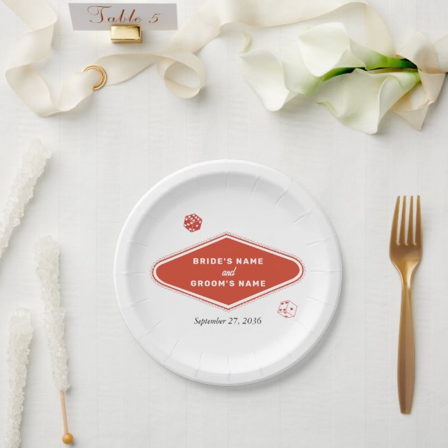Assiettes En Carton Las Vegas Casino Destination Mariage Rouge Blanc (Mariage)