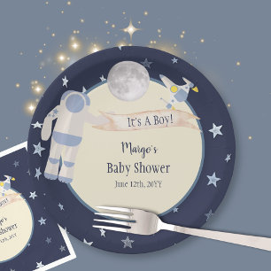 Assiettes En Carton L'astronaute spatiale C'est un Baby shower garçon