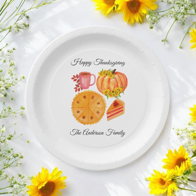 Assiettes En Carton Latte d'épices Orange Citrouille Thanksgiving (Créateur téléchargé)