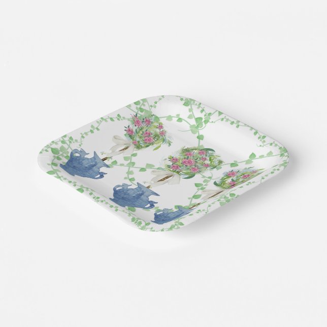 Assiettes En Carton Lattice Green Topiary Roses Ginger jars jar (Angulaire)