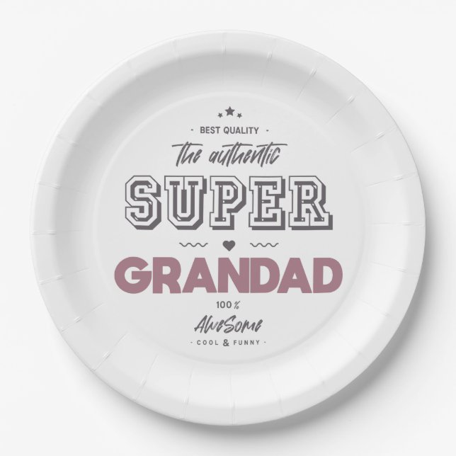 Assiettes En Carton L'authentique super grand-père (Devant)
