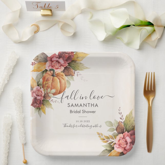 Assiettes En Carton L'automne laisse tomber dans l'amour Fête des mari (Mariage)