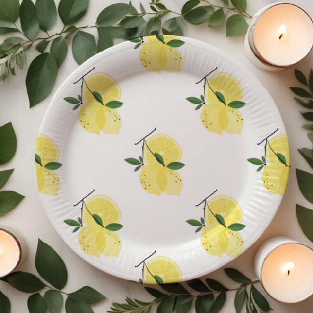 Assiettes En Carton Lavage de bride jaune citron (Créateur téléchargé)