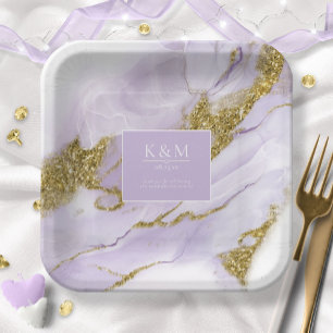 Assiettes En Carton Lavande d'encre Lux Abstrait Wht ID990