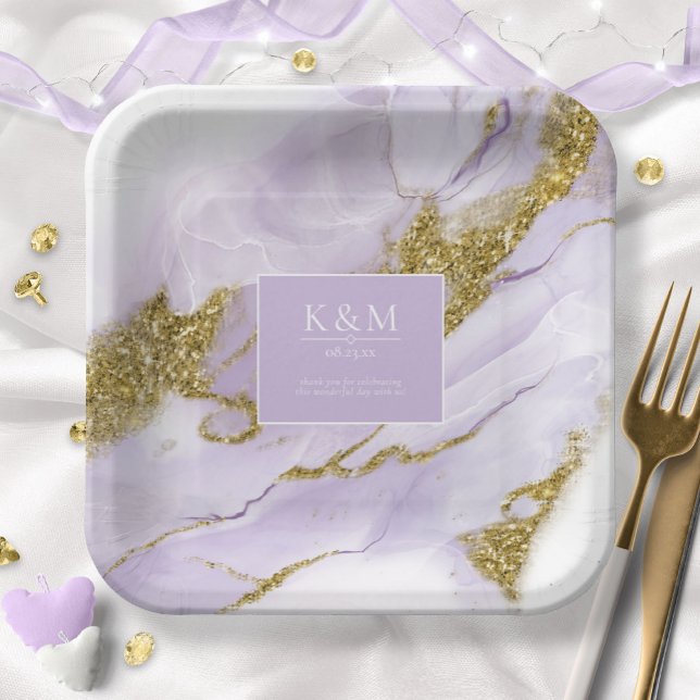 Assiettes En Carton Lavande d'encre Lux Abstrait Wht ID990 (Créateur téléchargé)