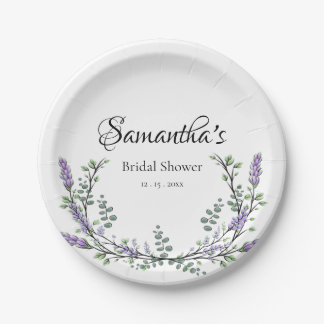 Assiettes En Carton Lavande et Eucalyptus