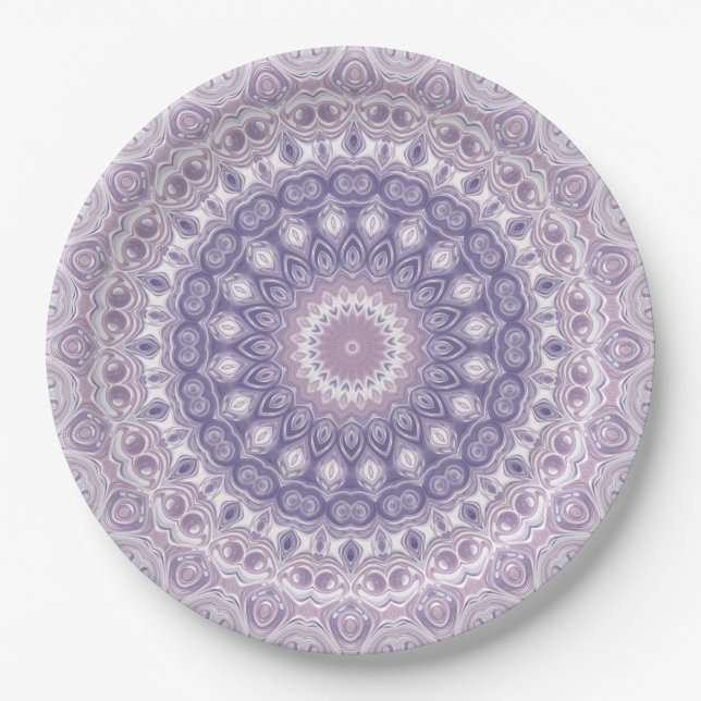 Assiettes En Carton Lavande et Lilac Mandala Motif (Devant)