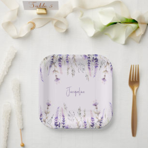 Assiettes En Carton Lavande Florale Douche personnalisée