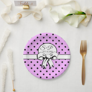 Assiettes En Carton Lavande violet Pois et vaches Personnalisé