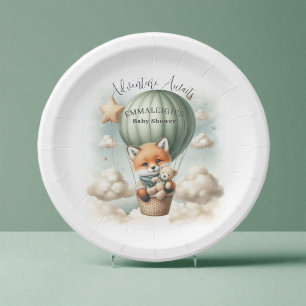 Assiettes En Carton L'aventure Attend Fête Bébé Montgolfière Renard