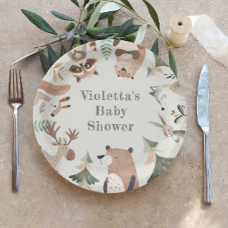 Assiettes En Carton L'aventure attend les animaux de la forêt Baby sho