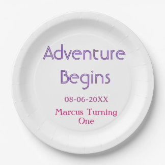 Assiettes En Carton L'aventure commence date de naissance simple min
