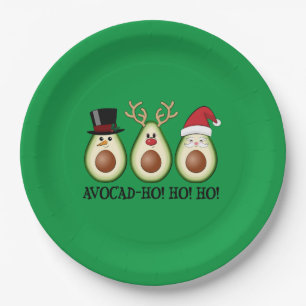 Assiettes En Carton L'Avocado de Noël Frosty, Rudolph et Père Noël