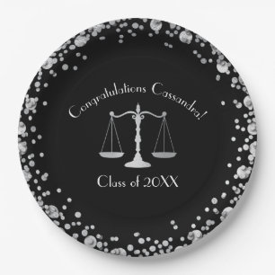 Assiettes En Carton Lawyer Law School Graduation Party Black Silver