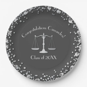 Assiettes En Carton Lawyer Law School Graduation Party Grey Silver