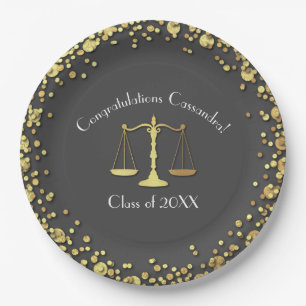 Assiettes En Carton Lawyer Law School Graduation Party Gris Gold