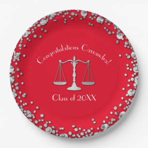 Assiettes En Carton Lawyer Law School Graduation Party Silver Red