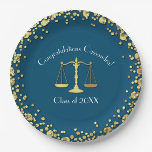Assiettes En Carton Lawyer Law School Marine bleu Gold Graduation Part