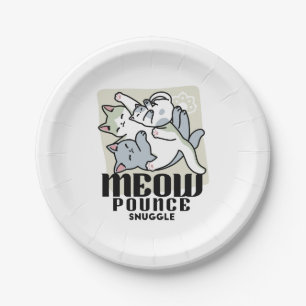 Assiettes En Carton Laze Furr Days - Cute Lazy Cats Design