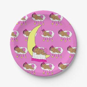 Assiettes En Carton Le Baby shower de la fille Magenta