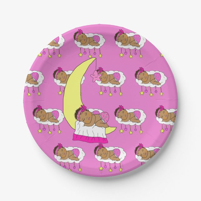 Assiettes En Carton Le Baby shower de la fille Magenta (Devant)