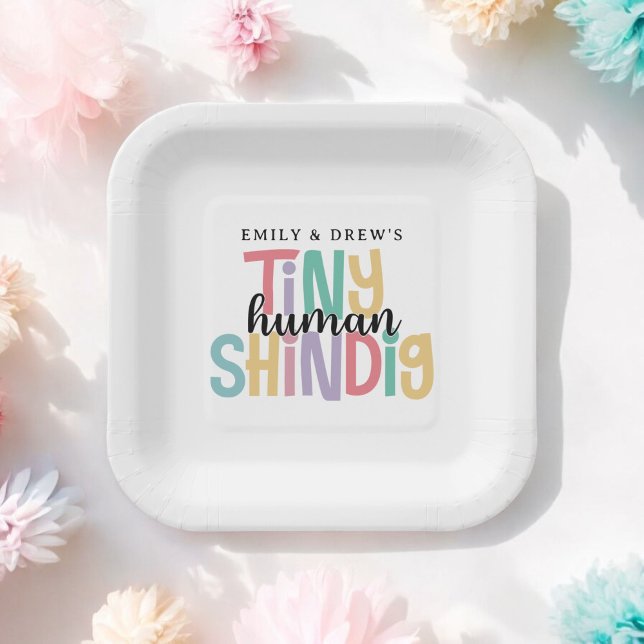 Assiettes En Carton Le Baby shower de minuscule Shindig Humain Cute Co (Plates are available in 7-inch diameter size and 9-inch diameter size.)