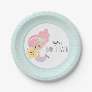 Assiettes En Carton Le baby shower de sirène plaque le teint léger